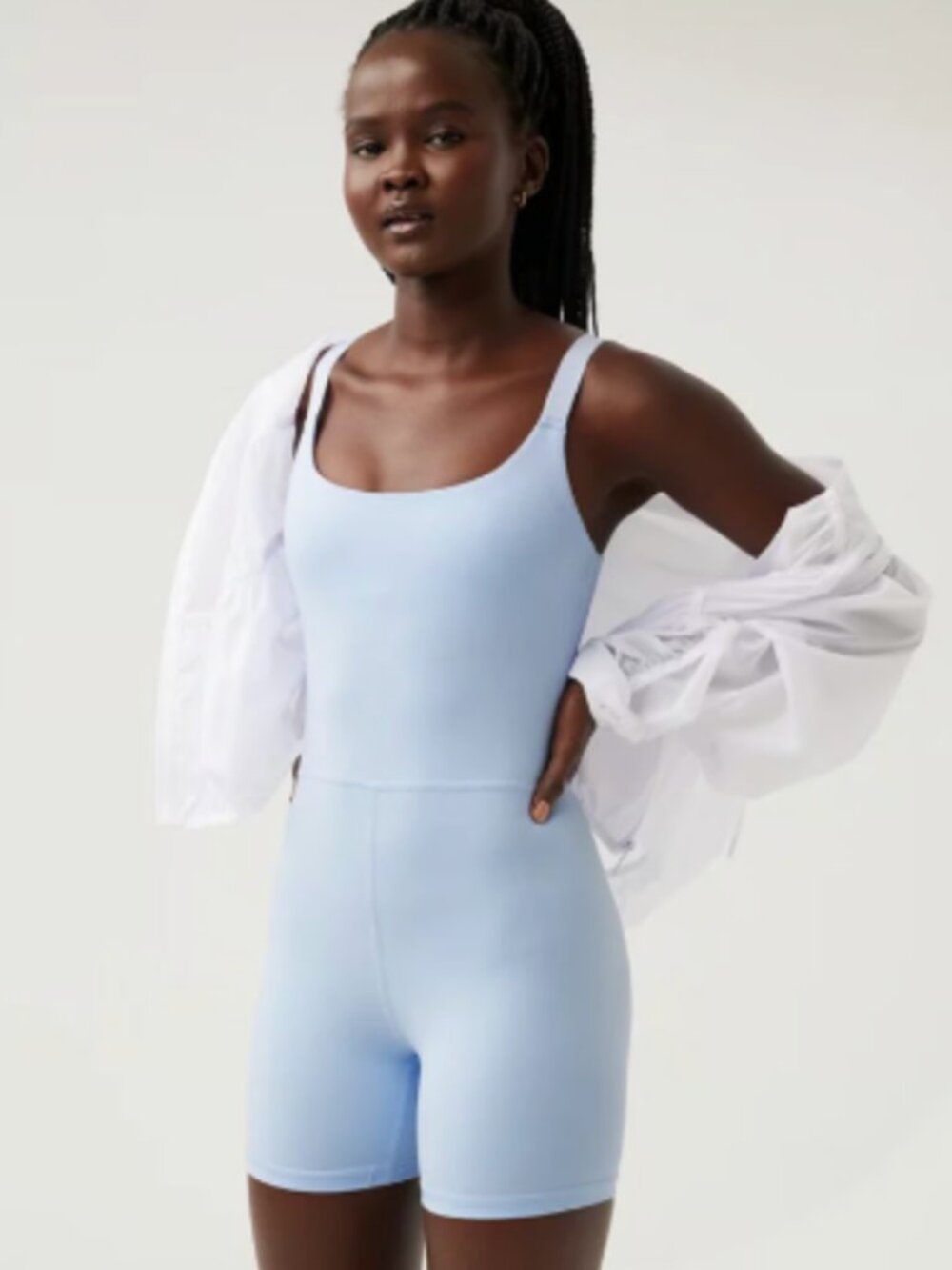 OFFLINE By Aerie • Eyelet Blue Baby Blue The Hugger Scoop Romper